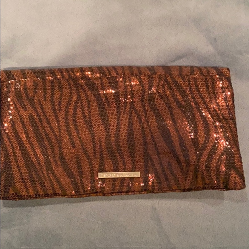 BCBGeneration sequin zebra folding clutch